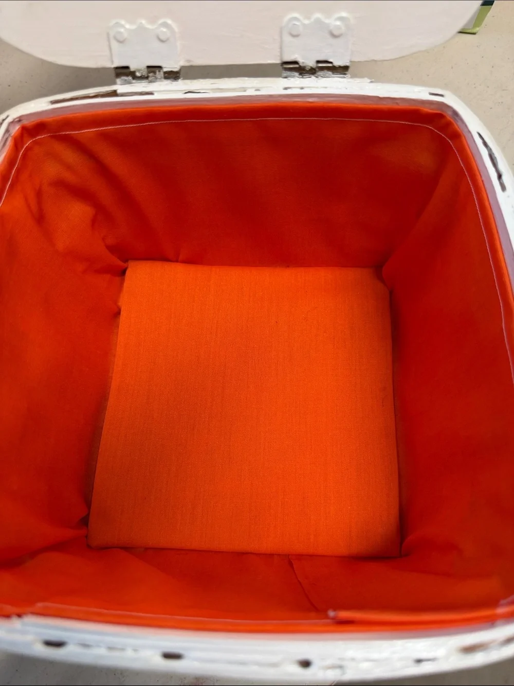Vintage-Style Custom Made Orange Patchwork with  Flower Accent Basket
